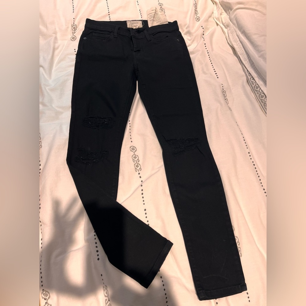 Current/Elliott distressed denim skinny jeans